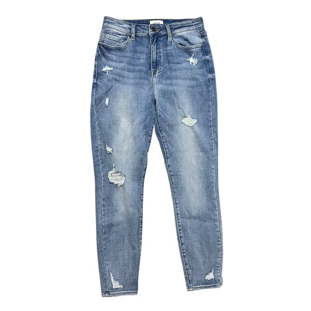 Pistola High Rise Distressed Skinny Jeans size 29 Medium Wash Blue Stretch Denim - Picture 1 of 6